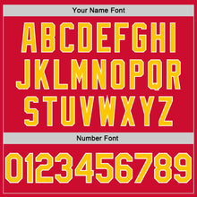 Load image into Gallery viewer, Custom Red Gold-White Authentic Throwback Basketball Jersey