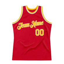 Load image into Gallery viewer, Custom Red Gold-White Authentic Throwback Basketball Jersey