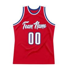 Load image into Gallery viewer, Custom Red White-Royal Authentic Throwback Basketball Jersey