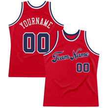 Load image into Gallery viewer, Custom Red Navy-White Authentic Throwback Basketball Jersey