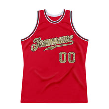 Load image into Gallery viewer, Custom Red Camo-Black Authentic Throwback Basketball Jersey