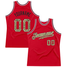 Load image into Gallery viewer, Custom Red Camo-Black Authentic Throwback Basketball Jersey