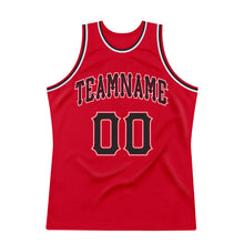 Load image into Gallery viewer, Custom Red Black-White Authentic Throwback Basketball Jersey