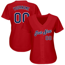 Load image into Gallery viewer, Custom Red Navy-White Authentic Baseball Jersey