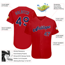 Load image into Gallery viewer, Custom Red Navy-White Authentic Baseball Jersey