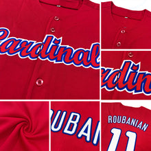 Load image into Gallery viewer, Custom Red White-Black Authentic Baseball Jersey