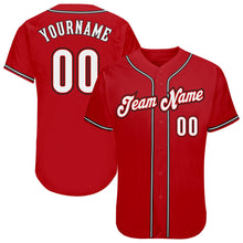 Load image into Gallery viewer, Custom Red White-Black Authentic Baseball Jersey