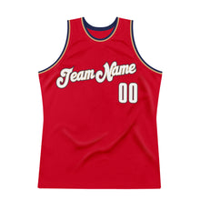 Load image into Gallery viewer, Custom Red White-Navy Authentic Throwback Basketball Jersey