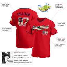 Load image into Gallery viewer, Custom Red Vintage USA Flag-Navy Authentic Baseball Jersey