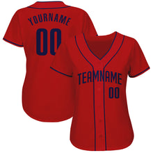 Load image into Gallery viewer, Custom Red Navy Authentic Baseball Jersey