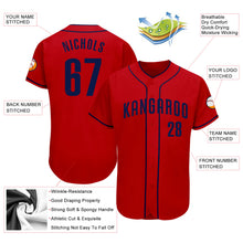 Load image into Gallery viewer, Custom Red Navy Authentic Baseball Jersey