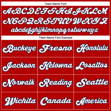 Load image into Gallery viewer, Custom Red White-Navy Mesh Authentic Throwback Football Jersey