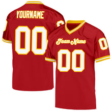 Load image into Gallery viewer, Custom Red White-Gold Mesh Authentic Throwback Football Jersey