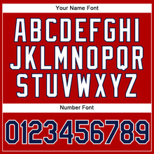 Load image into Gallery viewer, Custom Red White Pinstripe Navy-White Authentic Baseball Jersey