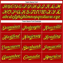 Load image into Gallery viewer, Custom Red Gold Pinstripe Black-Gold Authentic Baseball Jersey