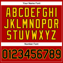 Load image into Gallery viewer, Custom Red Gold Pinstripe Black-Gold Authentic Baseball Jersey