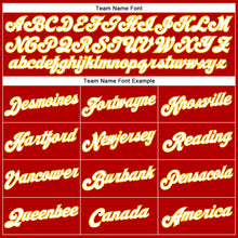 Load image into Gallery viewer, Custom Red White Pinstripe White-Gold Authentic Basketball Jersey