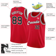 Load image into Gallery viewer, Custom Red White Pinstripe Black-White Authentic Basketball Jersey