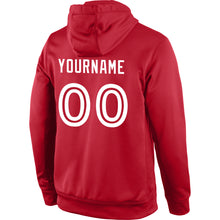 Load image into Gallery viewer, Custom Stitched Red White Sports Pullover Sweatshirt Hoodie