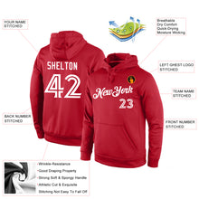 Load image into Gallery viewer, Custom Stitched Red White Sports Pullover Sweatshirt Hoodie