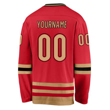 Load image into Gallery viewer, Custom Red Old Gold-Black Hockey Jersey