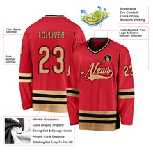 Load image into Gallery viewer, Custom Red Old Gold-Black Hockey Jersey