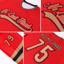 Load image into Gallery viewer, Custom Red Old Gold-Black Hockey Jersey