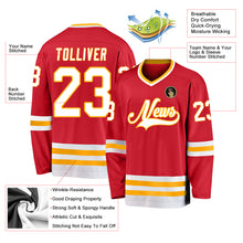 Load image into Gallery viewer, Custom Red White-Gold Hockey Jersey