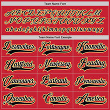 Load image into Gallery viewer, Custom Red Black-Gold Hockey Jersey