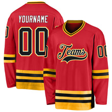 Load image into Gallery viewer, Custom Red Black-Gold Hockey Jersey