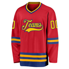 Load image into Gallery viewer, Custom Red Gold-Royal Hockey Jersey