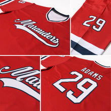 Load image into Gallery viewer, Custom Red White-Navy Hockey Jersey