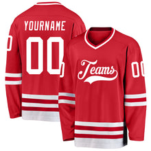Load image into Gallery viewer, Custom Red White Hockey Jersey