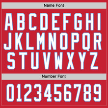 Load image into Gallery viewer, Custom Red White-Light Blue Hockey Jersey