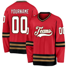 Load image into Gallery viewer, Custom Red White-Old Gold Hockey Jersey