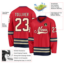 Load image into Gallery viewer, Custom Red Cream-Navy Hockey Jersey