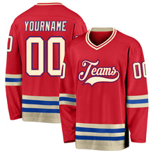 Load image into Gallery viewer, Custom Red Cream-Royal Hockey Jersey