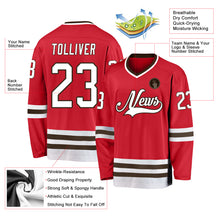 Load image into Gallery viewer, Custom Red White-Brown Hockey Jersey