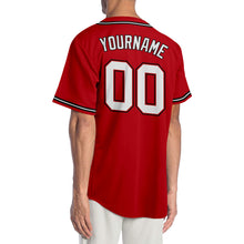 Load image into Gallery viewer, Custom Red White-Black Authentic Baseball Jersey