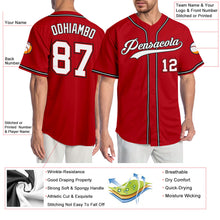 Load image into Gallery viewer, Custom Red White-Black Authentic Baseball Jersey