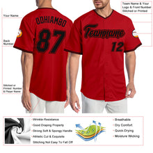 Load image into Gallery viewer, Custom Red Black-Red Authentic Baseball Jersey