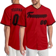 Load image into Gallery viewer, Custom Red Black-Red Authentic Baseball Jersey