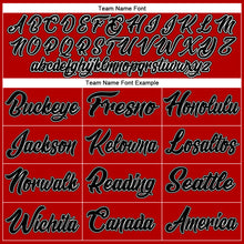 Load image into Gallery viewer, Custom Red Black Pinstripe Black-White Authentic Baseball Jersey