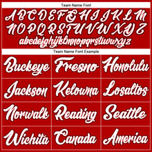 Load image into Gallery viewer, Custom Red Black Pinstripe White-Black Authentic Baseball Jersey