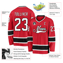 Load image into Gallery viewer, Custom Red White-Black Hockey Jersey