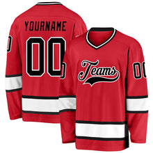 Load image into Gallery viewer, Custom Red Black-White Hockey Jersey
