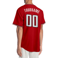 Load image into Gallery viewer, Custom Red White-Black Authentic Baseball Jersey