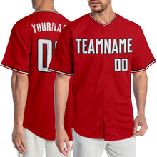 Load image into Gallery viewer, Custom Red White-Black Authentic Baseball Jersey