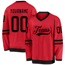 Load image into Gallery viewer, Custom Red Black Hockey Jersey