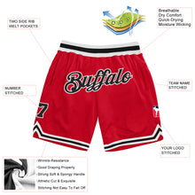 Load image into Gallery viewer, Custom Red Black-White Authentic Throwback Basketball Shorts